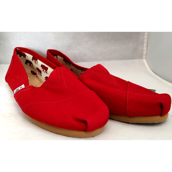 Toms Women's Classic Slip On Canvas Shoes W 9 Red Loafer Flats NWT - Picture 4 of 10